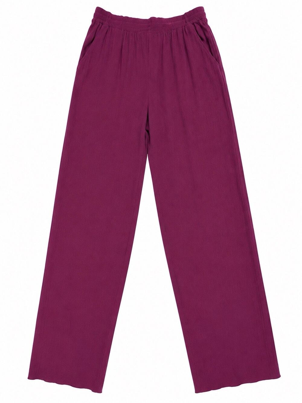 Jantzen Classics Women’s Burgundy Textured Pull On Elastic Waist Pants Small